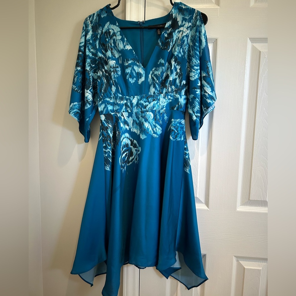 White House Black Market Asymmetrical Turquoise Dress